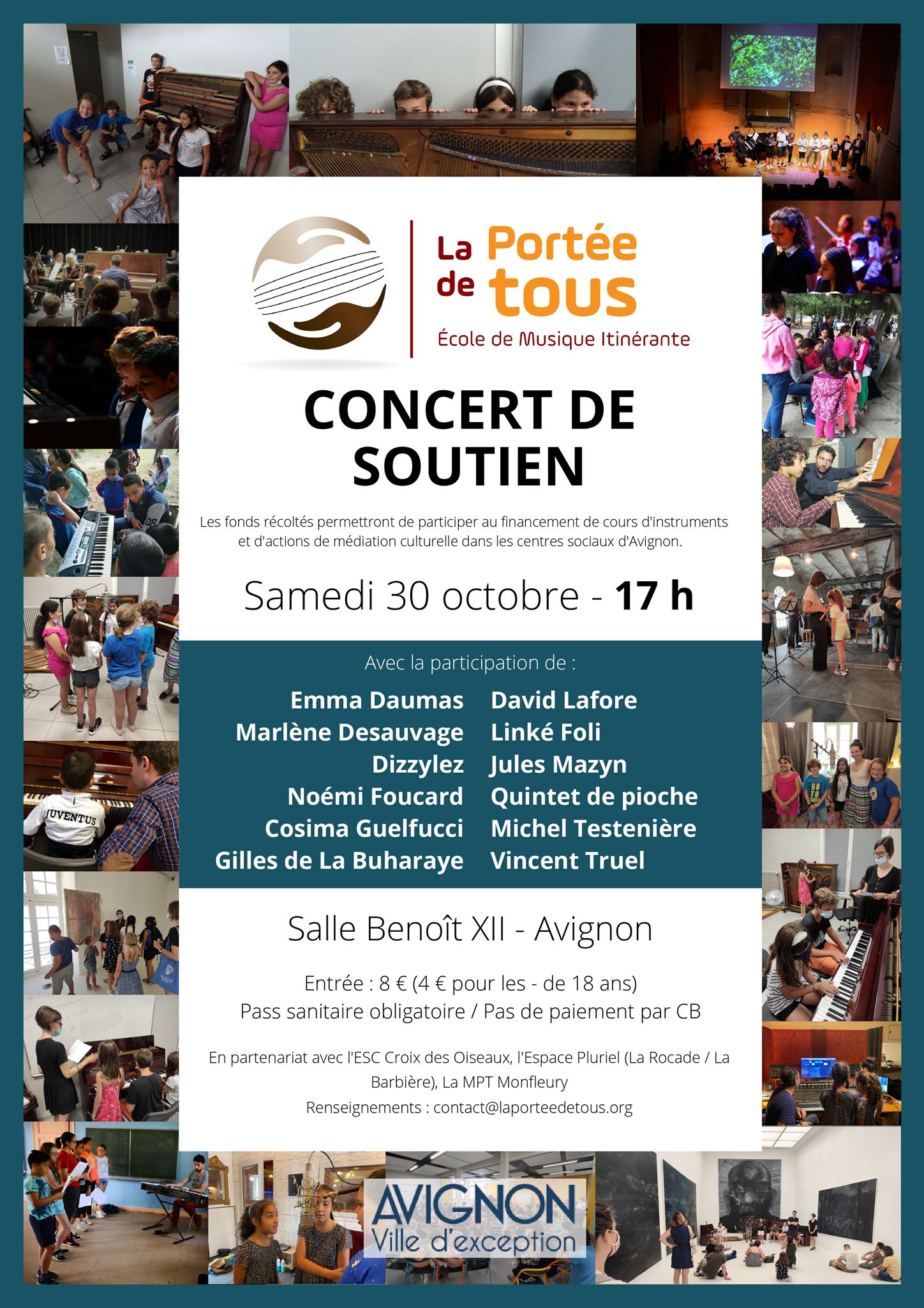 Le Théâtre Benoît XII accueille le concert de soutien à l’association La Portée de tous – le 30 octobre à 17h